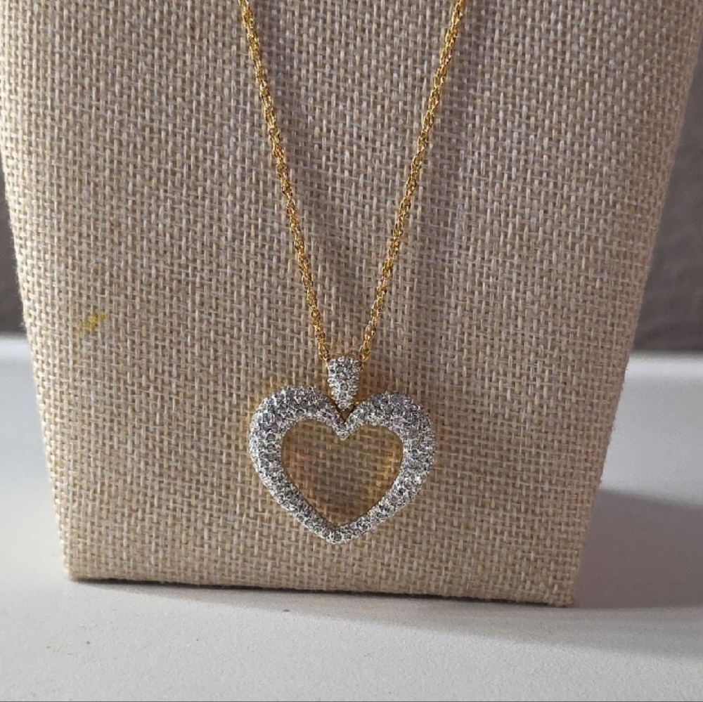 Vintage Joan Rivers Gold-tone Double Sided Heart Pendant Necklace
